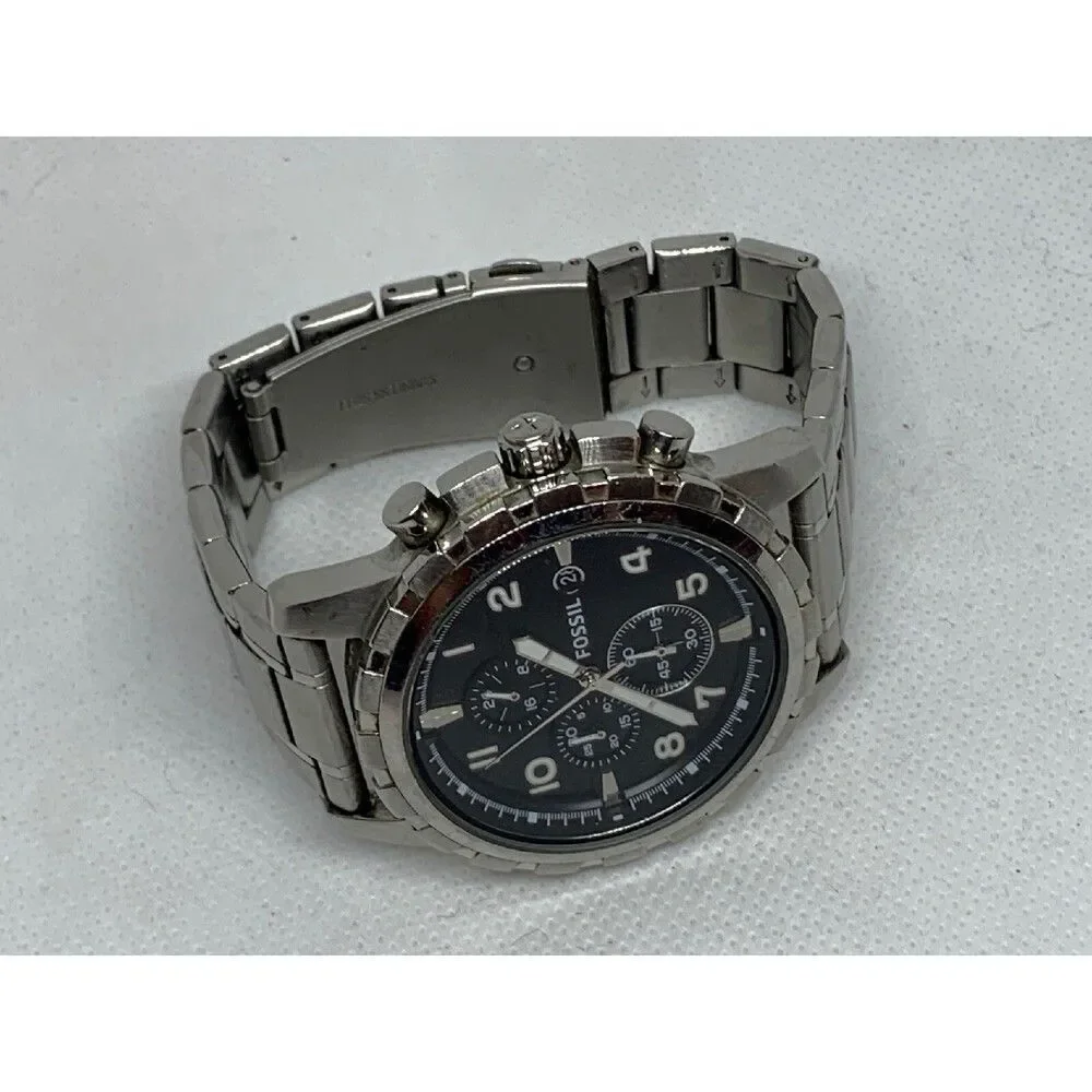 Fossil FS4642 Men's Silver Stainless Steel Analog Black Dial Quartz Watch E299